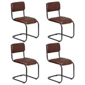 Jedálenské stoličky 4 ks, pravá koža, hnedé