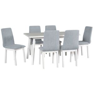 Rozkladací stôl so 6 stoličkami - AL45, Poťahové látky: 16 - Jasmine 90, Farby nožičiek: biela