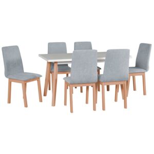 Rozkladací stôl so 6 stoličkami - AL45, Poťahové látky: 16 - Jasmine 90, Farby nožičiek: buk prírodný