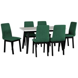 Rozkladací stôl so 6 stoličkami - AL45, Poťahové látky: 23x - Kronos 19, Farby nožičiek: čierna