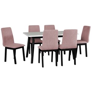 Rozkladací stôl so 6 stoličkami - AL45, Poťahové látky: 19 - Jasmine 61, Farby nožičiek: čierna