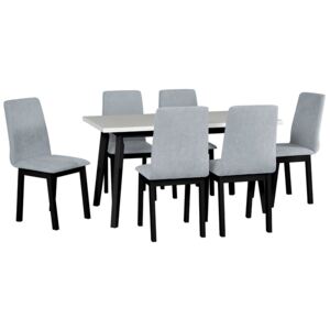 Rozkladací stôl so 6 stoličkami - AL45, Poťahové látky: 16 - Jasmine 90, Farby nožičiek: čierna