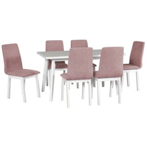 Rozkladací stôl so 6 stoličkami - AL45, Poťahové látky: 19 - Jasmine 61, Farby nožičiek: biela