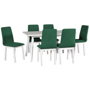 Rozkladací stôl so 6 stoličkami - AL45, Poťahové látky: 23x - Kronos 19, Farby nožičiek: biela