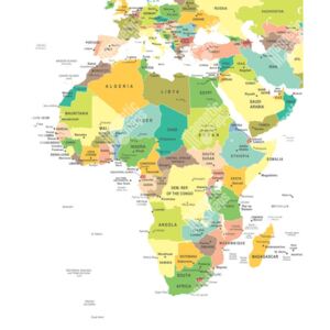 Magnetická mapa Afriky, politická, farebná (pozinkovaný plech) 67 x 81 cm