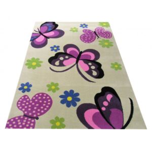 DY Detský koberec Motýliky (133x190) - krémový