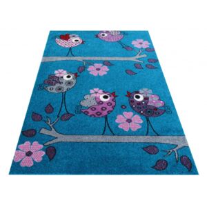 DY Detský tyrkysový koberec Vtáčiky - rôzne rozmery Rozmer: 100 x 200 cm