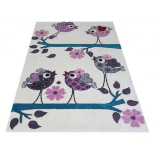 DY Detský krémový koberec Vtáčiky - rôzne rozmery Rozmer: 100 x 200 cm