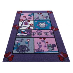 DY Detský fialový koberec Zvieratká - rôzne rozmery Rozmer: 100 x 200 cm