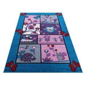 DY Detský tyrkysový koberec Zvieratká - rôzne rozmery Rozmer: 100 x 200 cm