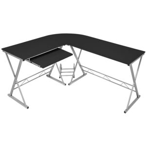 Tectake 403554 rohový písací stôl - čierna