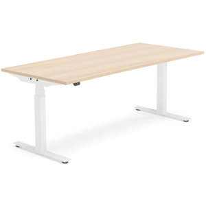 Výškovo nastaviteľný stôl Modulus, T-rám, 1800x800 mm, dub/biela