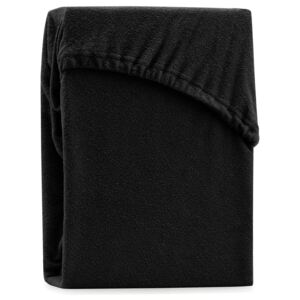 Čierne elastické plachty na dvojlôžko AmeliaHome Ruby Black, 200-220 x 200 cm