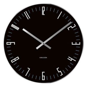 Karlsson Sklenené nástenné hodiny - Karlsson Slim Index Small Black, OE 17 cm