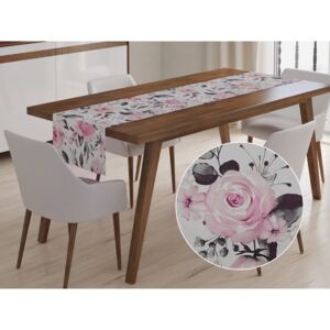 Dekoračný behúň na stôl BK-020 Ružové kvety na sivom 20x120 cm