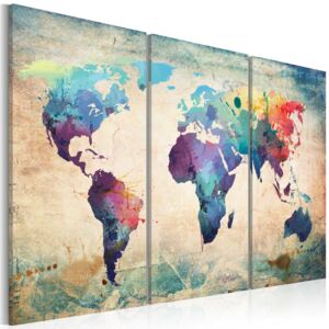 Bimago Obraz na plátne - Dúhová mapa - triptych 60x40 cm