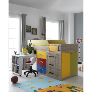 Detská posteľ s farebnými prvkami a úložným priestorom Herrenk