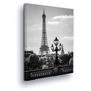 Obraz na plátne - Black and white Eiffel tower 25x35 cm
