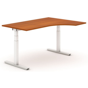 B2B Partner Výškovo nastaviteľný stôl ergonomický, pravý 1600 x 800 x 1200 mm, elektrický, čerešňa + Záruka 7 rokov
