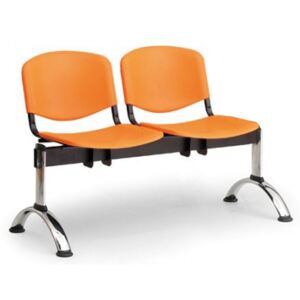 EUROSEAT Plastová lavice do čakární ISO, 2-sedadlo, oranžová, chrómované nohy