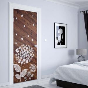 GLIX Fototapeta na dvere - Modern Flowers And Wood Planks