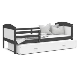 ArtAJ Detská posteľ Mateusz P2 / MDF 190 x 80 cm Farba: Sivá/biela, s matracom 190 x 80 cm