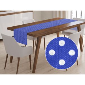 Bavlnený behúň na stôl Sandra SA-146 Biele bodky na tmavo modrom 20x160 cm