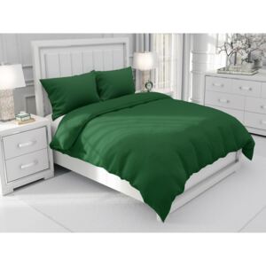 Bavlnené jednofarebné posteľné obliečky Moni MO-014 Tmavo zelené Predĺžené 140x220 cm