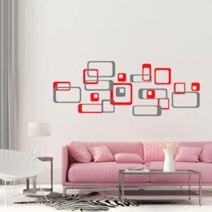 GLIX Dekoratívne štvorce - samolepka na stenu Šedá a červená 2 x 50 x 50 cm
