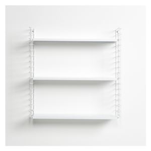 3-poschodový regál s bielymi policami Metaltex Libro, dĺžka 70 cm