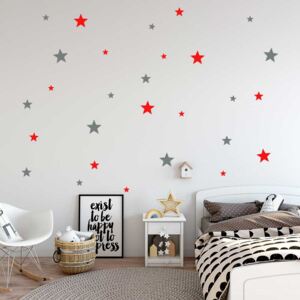 GLIX Dekorácie hviezdy - samolepka na stenu Šedá a červená 2x 75x30 cm