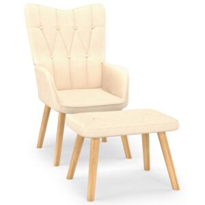 Relaxačná stolička s podnožkou 62x68,5x96 cm krémová látková