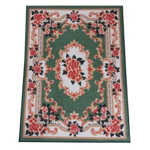 Krásny zelený koberec s kvetinovým vzorom Zelená Šírka: 200 cm | Dĺžka: 290 cm