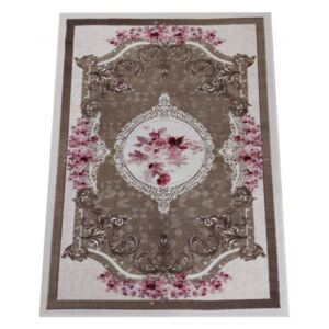 Krásny hnedý koberec s kvetinovým vzorom Hnedá Šírka: 80 cm | Dĺžka: 150 cm