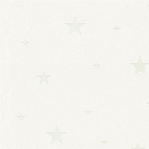 Vliesové tapety na stenu IL DECORO 32440-1, rozmer 10,05 m x 0,53 m, hvezdičky strieborné na bielom podklade, A.S.Création