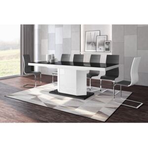Luxusný rozkladací jedálenský stôl AMIGO (čierna /biela/čierna) DOPRAVA ZADARMO
