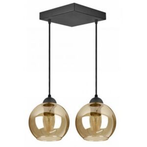 Skleněný stropní LED lustr se 2 stínidly zlatá tvar koule