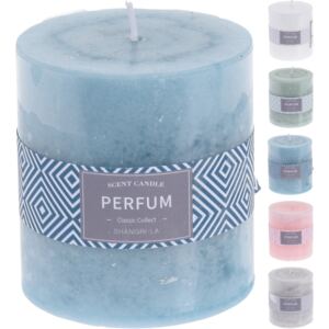 Parfumovaná sviečka v tvare valčeka 7 x 8 cm biela, zelená, modrá, ružová alebo sivá 33355