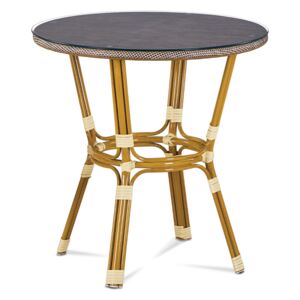 Záhradný stôl, kov zlatý, látka cappuccino