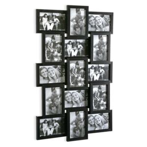 Čierny nástenný rámik na 15 fotografií Versa, vhodné na fotografie 10 × 15
