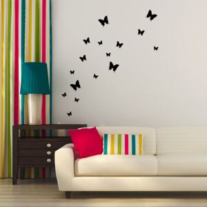 GLIX Sada motýľov - nálepky na stenu Čierna 95 x 10 cm