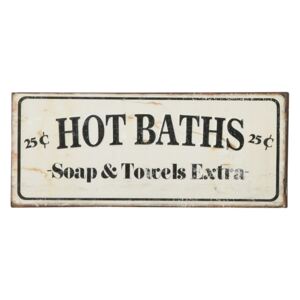 Retro kovová tabuľka Hot bath