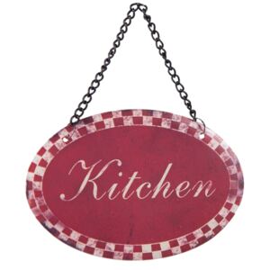 Červená závesná ceduľka Kitchen - 12 * 8 cm