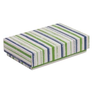 Darčeková krabička s vekom 200x125x50 mm, VZOR - PRUHY zelená/modrá