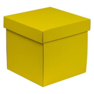 Darčeková krabička s vekom 200x200x200 mm, žltá