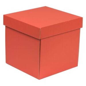 Darčeková krabička s vekom 200x200x200 mm, koralová