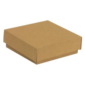 Darčeková krabička s vekom 150x150x50/40 mm, hnedá - kraft