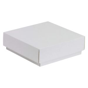 Darčeková krabička s vekom 150x150x50/40 mm, biela