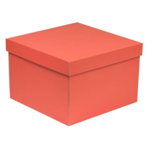 Darčeková krabica s vekom 300x300x200 mm, koralová