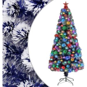 Umelý vianočný stromček s LED biela a modrá 150 cm optické vlákno